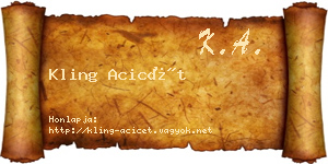 Kling Acicét névjegykártya